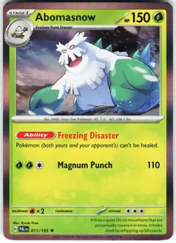Abomasnow 011/193 Pokemon SV02: Paldea Evolved Holo Rare NM - Image 1