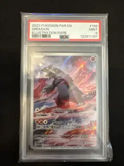 Pokemon TCG Groudon SV04 Paradox Rift 199/182 Illustration Rare Holo PSA 9 - Image 1