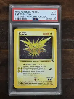 PSA 9 Zapdos Holo 15/62 Cosmos Thunderstorm Deck Fossil 1999 Pokemon Card - Image 1