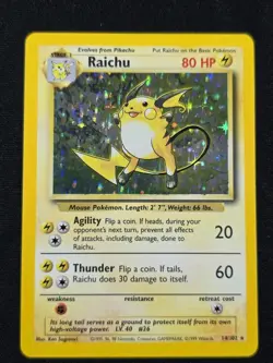 Pokemon TCG Raichu Holo Card 014/102 Base Set - Image 1