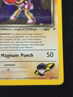 Rocket’s Hitmonchan 11/132 Pokemon TCG Gym Heroes Holo Foil SWIRL Rare Card - Image 4
