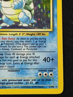 Pokemon BLASTOISE BASE SET Unlimited Rare Holographic Card 2/102 - Image 4