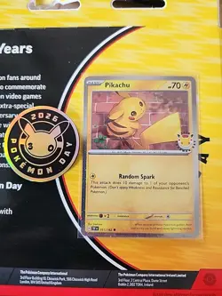 Pikachu Promo Holo 051/162 Pokemon Day 2026 With Cool Swirl And Coin - Image 1