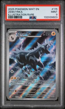 2025 POKEMON WHT EN-WHITE FLARE ILLUSTRATION RARE #115 ZEBSTRIKA PSA 9 - Image 1