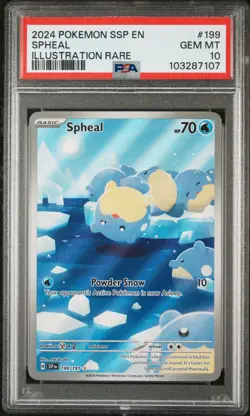 2024 POKEMON SSP EN-SURGING SPARKS ILLUSTRATION RARE #199 SPHEAL PSA 10 - Image 1