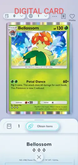 Pokemon Pocket Mobile Game Wisdom Of Sea And Sky Set Bellosom ◇◇ Rare Trade Card - Image 1