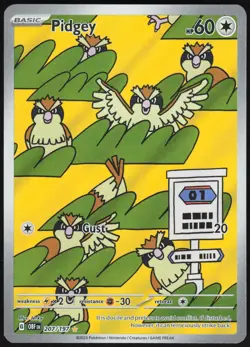 PIDGEY 207/197 ILLUSTRATION RARE OBSIDIAN FLAMES POKEMON NM - Image 1