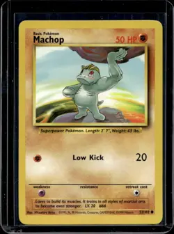 1999 Pokemon Unlimited Machop Common #52/102 - Image 1