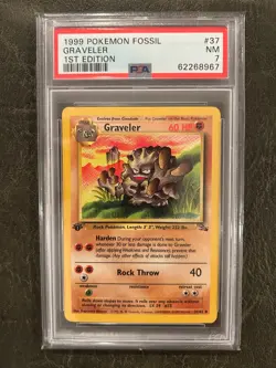 1997 Pokemon Fossil #37 Graveler 1st Edition PSA 7 NM - Image 1