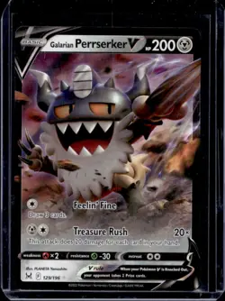 2022 Pokemon SWSH Lost Origin Galarian Perrserker V Holo #129/196 - Image 1