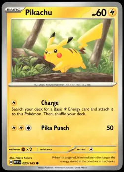 Pikachu 025/165 151 Common LP Pokemon 2023 - Image 1