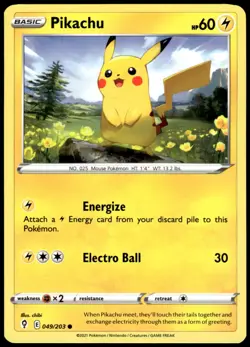 Pikachu 049/203 Evolving Skies Common NM Pokemon 2021 - Image 1