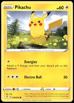 Pikachu 049/203 Evolving Skies Common NM Pokemon 2021 - Image 1