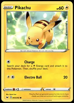 Pikachu 065/202 Sword & Shield Common NM Pokemon 2020 - Image 1