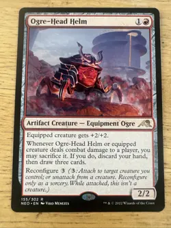 MTG Kamigawa Neon Dynasty R Ogre-Head Helm #155 - Image 1