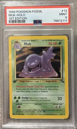 1999 Pokemon TCG Muk Holo Card PSA 9 Mint Fossil 13/62 - Image 1