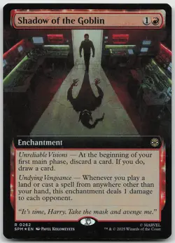Shadow of the Goblin Extended Art FOIL 262 Rare Marvel's Spider-Man NM MTG - Image 1