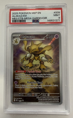 2025 POKEMON MEP EN-ME BLACK STAR PROMO #009 ALAKAZAM PSA 9 - Image 1