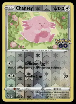 Pokemon Cards Chansey 051/078 Reverse Holo Pokemon GO Uncommon NM - Image 1