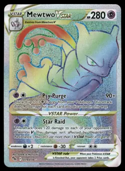 Pokemon Cards Mewtwo VSTAR 079/078 Pokemon GO Rainbow Rare NM - Image 1
