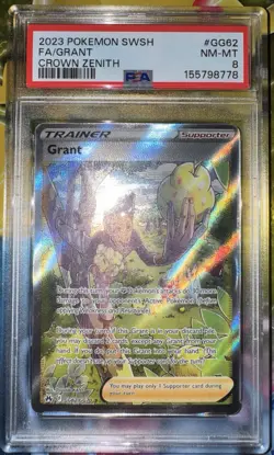 Pokemon 2023 Crown Zenith Grant Full Art Holo Card GG62/GG70 PSA 8 FA FOIL - Image 2