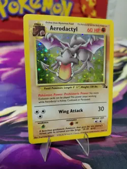 Pokemon TCG Aerodactyl Fossil Holo Card 1/62 Unlimited Rare, LP/MP Condition - Image 3