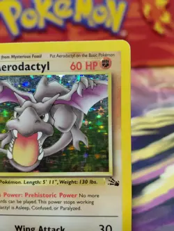 Pokemon TCG Aerodactyl Fossil Holo Card 1/62 Unlimited Rare, LP/MP Condition - Image 4