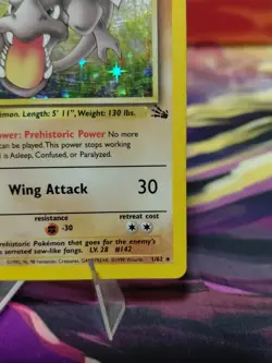 Pokemon TCG Aerodactyl Fossil Holo Card 1/62 Unlimited Rare, LP/MP Condition - Image 5
