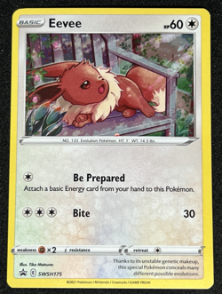 Eevee SWSH175 SWSH Black Star Promo Cosmos Holo Rare Pokemon Card LP - Image 1