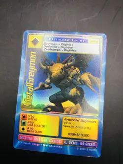 MetalGreymon DW-01 1999 Rare Holo Digimon Card Playstation Promo Bandai LP Foil - Image 2