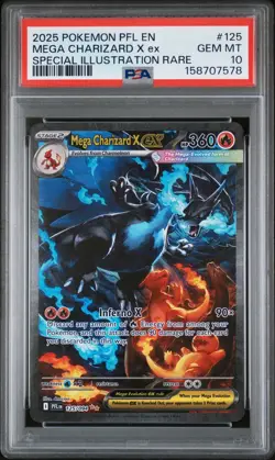 2025 POKEMON PFL EN-PHANTASMAL FLAMES #125 MEGA CHARIZARD X EX PSA 10 GEM MINT - Image 1