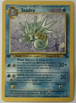 Pokemon Seadra 42/62 Fossil Uncommon Stage 1 1999 60 HP 1st Edition Regular - Image 1