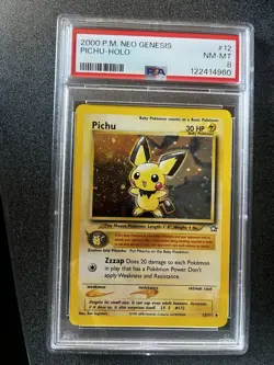 Pokemon TCG 2000 Neo Genesis Pichu 12/111 Holo Rare Unlimited PSA 8 ENG - Image 1
