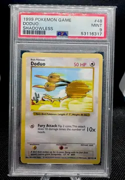 1999 Pokemon PSA 9 Doduo 48/102 Shadowless Base Set PSA 9 NON-1ST EDITION - Image 1