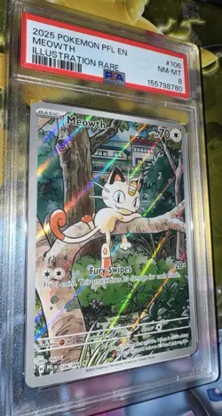 2025 MEOWTH PHANTASMAL FLAMES ILLUSTRATION RARE POKEMON 106/094 PSA 8 NM-MINT - Image 2