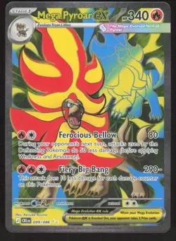 Mega Pyroar ex 099/086 Ultra Rare ME04: Chaos Rising Pokemon Near Mint - Image 1