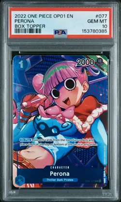 2022 PERONA ONE PIECE (Box Topper) OP01-077 Pre Errata Romance Dawn Foil PSA 10 - Image 1