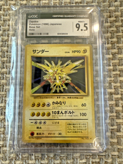 CGC 9.5 MINT+ Zapdos 1996 Base Set Japanese 145 Holo Pokemon Card PSA BGS - Image 1