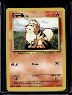 1999 Pokemon Unlimited Growlithe Uncommon #28/102 - Image 1