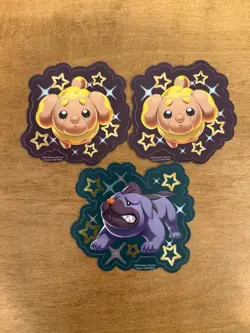 3x Pokemon Paldean Fates Tech Sticker Set 1x Shiny Maschiff & 2x Shiny Fidough - Image 1