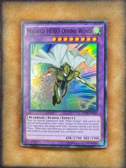 Yugioh Masked HERO Divine Wind SDHS-EN043 Super Rare LP - Image 1