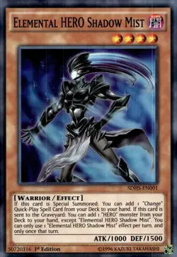 Yu-Gi-Oh! Elemental HERO Shadow Mist 1st Ed. SDHS-EN001 Super Rare NM/LP x1 - Image 1