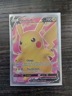 Pikachu V Full Art Vivid Voltage Pokemon Card with Protective Sleeve - Image 1