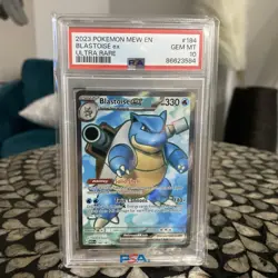 Pokemon 151 English Blastoise EX Ultra Rare Full Art Card PSA 10 184/165 - Image 1