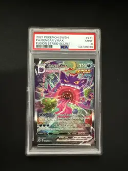 2021 POKEMON SWORD & SHIELD FUSION STRIKE SECRET #271 FULL ART/GENGAR VMAX PSA 9 - Image 1