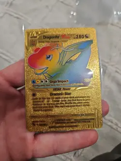 Dragonite VStar Rainbow Gold Foil Fan Art Vinyl Textured Collector Pokemon Card - Image 1