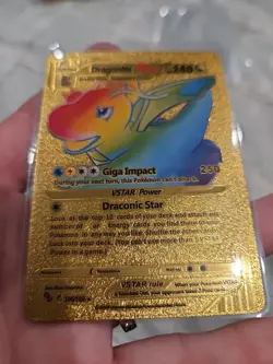 Dragonite VStar Rainbow Gold Foil Fan Art Vinyl Textured Collector Pokemon Card - Image 3
