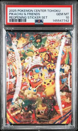 2025 POKEMON CENTER TOHOKU REOPENING STICKER SET PIKACHU & FRIENDS PSA 10 - Image 1