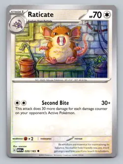 2023 Pokemon Card SV: Scarlet & Violet 151 Raticate 20/165 - Image 1