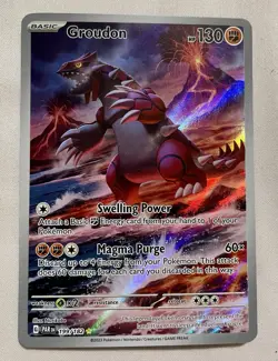 Pokemon TCG Groudon Basic Holo Card PAR 199/182 2023 English Very Clean - Image 1